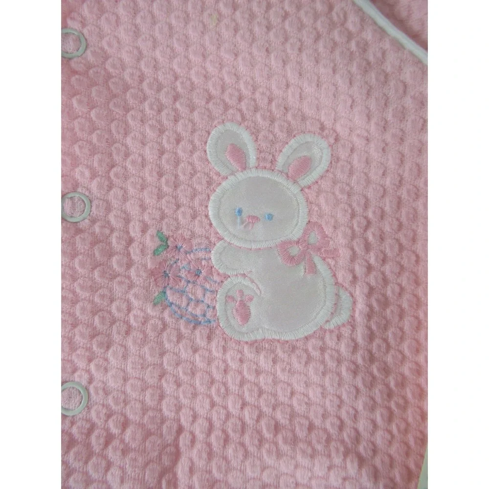 NEW Vintage Babygro Bunny Pajamas Baby Girl 12-17 LBS Pink Bodysuit